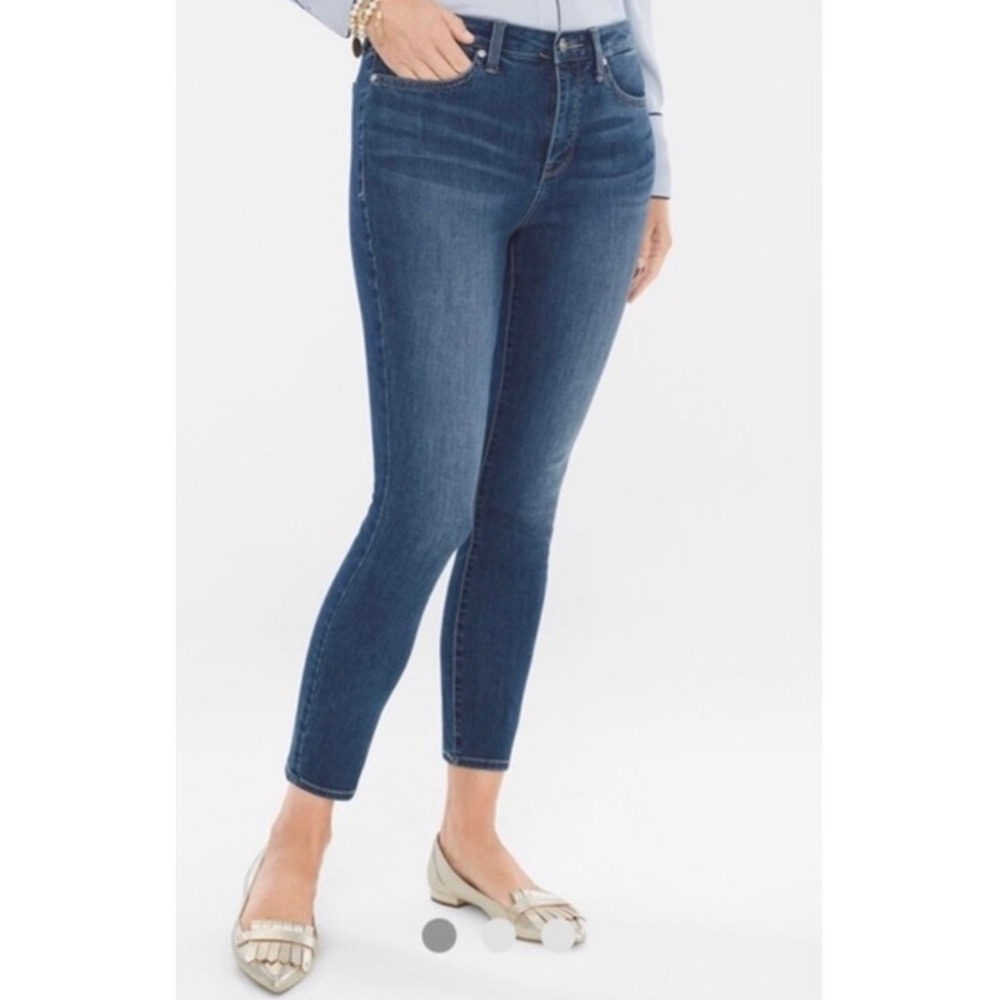 NYDJ for Chico's CoolMax Blue Denim Skinny Ankle Stretch‎ Jeans 14 High Rise